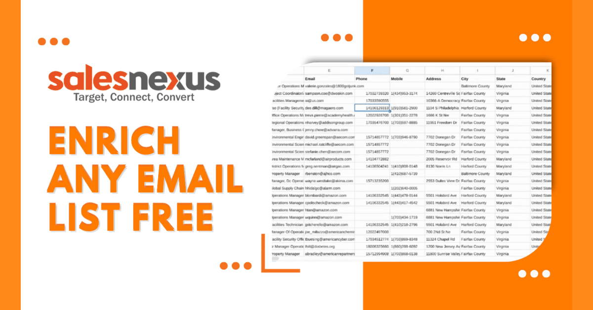 SalesNexus Launches Free Service to Automatically Enrich Email Lists