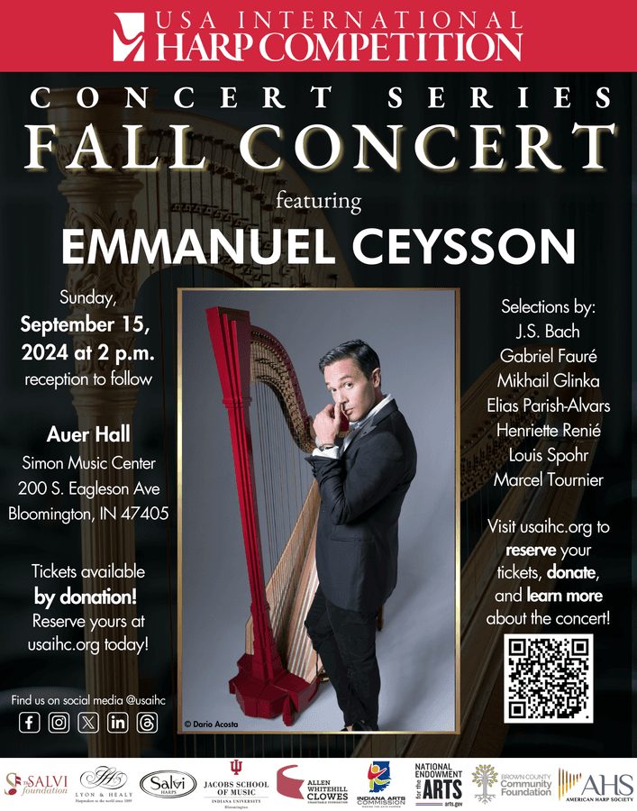Emmanuel Ceysson to Perform at USA International Harp Competition's Fall Concert Series
