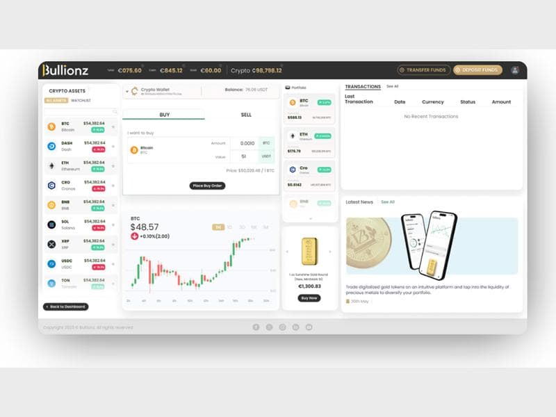 Bullionz Launches Innovative Cryptocurrency Exchange, Bridging Gold and Digital Assets