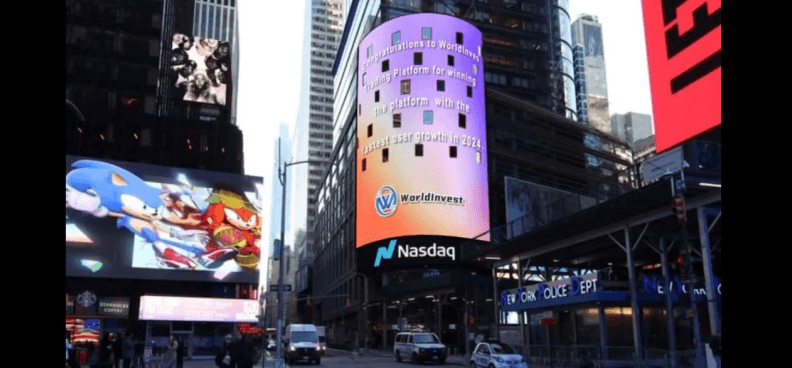 WorldInvest.org Makes Splash on Nasdaq Big Screen in Times Square