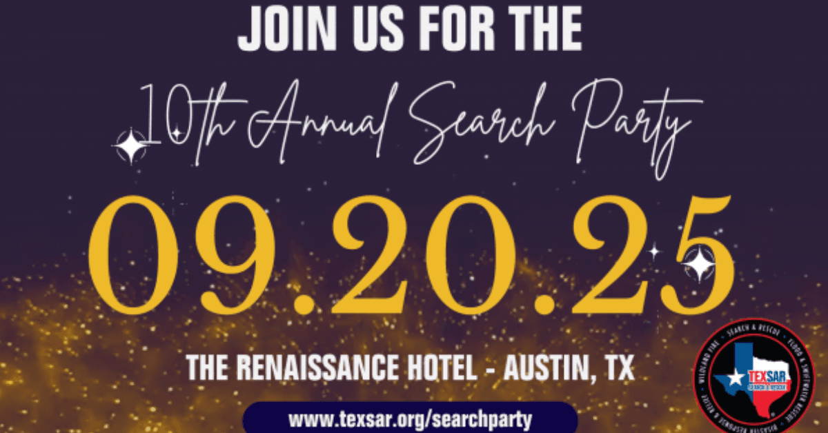 TEXSAR's 10th Annual Search Party to Fund Critical Volunteer Rescue Operations Across Texas