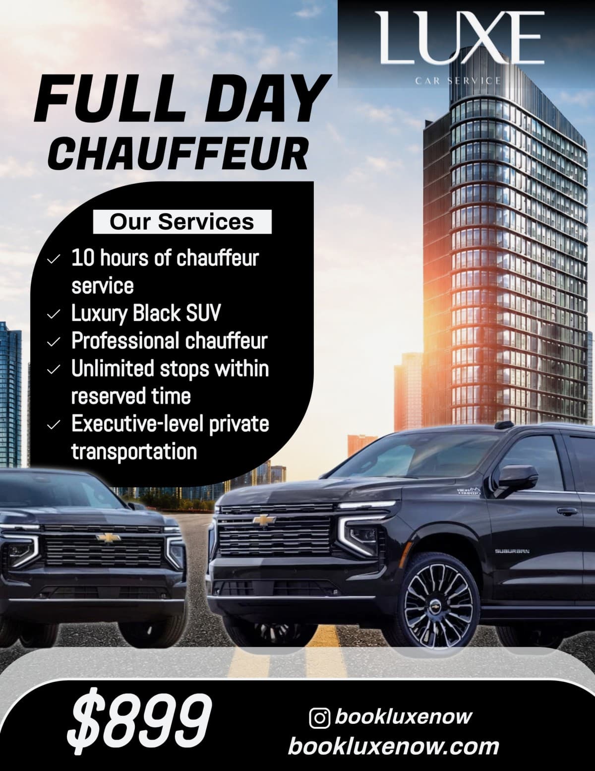 Luxe Car Service Launches $899 Flat-Rate Full-Day Chauffeur Package for Corporate Travel in Massachusetts