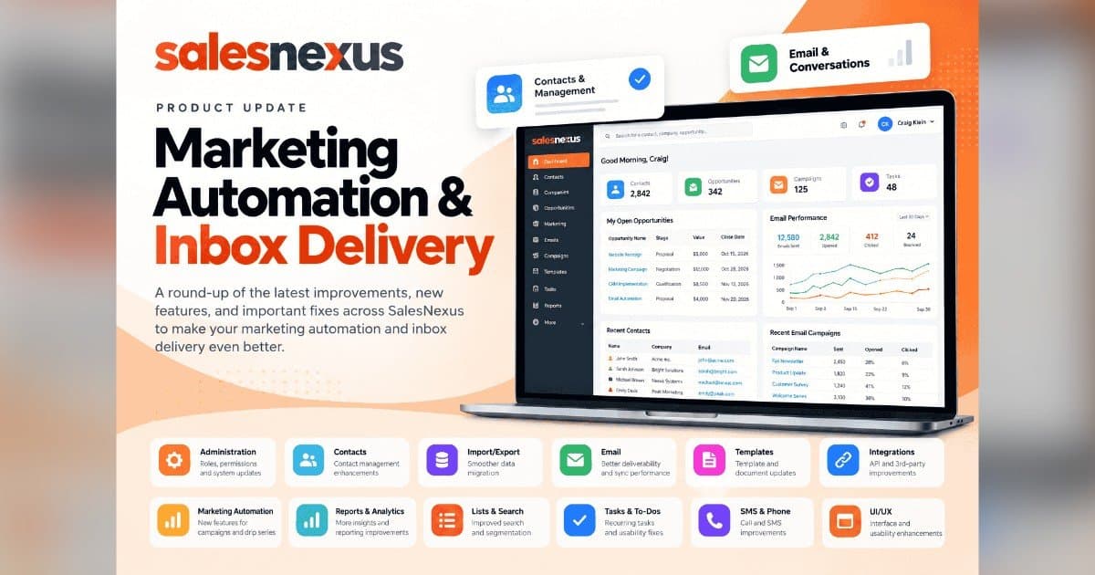 SalesNexus Releases Outlook Fixes and Email Deliverability Upgrades to Boost CRM Efficiency